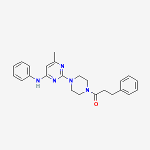molecular formula C24H27N5O B11245940 1-{4-[4-Methyl-6-(phenylamino)pyrimidin-2-YL]piperazin-1-YL}-3-phenylpropan-1-one 