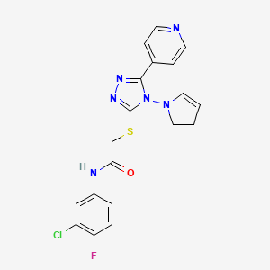 molecular formula C19H14ClFN6OS B11245957 N-(3-chloro-4-fluorophenyl)-2-{[5-(pyridin-4-yl)-4-(1H-pyrrol-1-yl)-4H-1,2,4-triazol-3-yl]sulfanyl}acetamide 