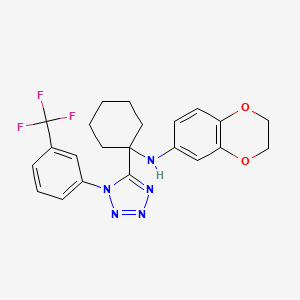 molecular formula C22H22F3N5O2 B11245977 N-(1-{1-[3-(trifluoromethyl)phenyl]-1H-tetrazol-5-yl}cyclohexyl)-2,3-dihydro-1,4-benzodioxin-6-amine 