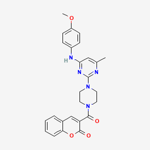 molecular formula C26H25N5O4 B11245978 3-(4-{4-[(4-Methoxyphenyl)amino]-6-methylpyrimidin-2-YL}piperazine-1-carbonyl)-2H-chromen-2-one 
