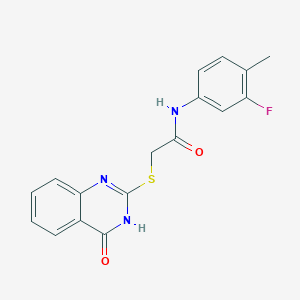 molecular formula C17H14FN3O2S B11245996 N-(3-fluoro-4-methylphenyl)-2-[(4-hydroxyquinazolin-2-yl)sulfanyl]acetamide 