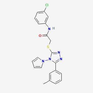 molecular formula C21H18ClN5OS B11246061 N-(3-chlorophenyl)-2-{[5-(3-methylphenyl)-4-(1H-pyrrol-1-yl)-4H-1,2,4-triazol-3-yl]sulfanyl}acetamide 