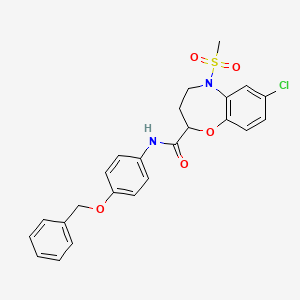 molecular formula C24H23ClN2O5S B11246124 N-[4-(benzyloxy)phenyl]-7-chloro-5-(methylsulfonyl)-2,3,4,5-tetrahydro-1,5-benzoxazepine-2-carboxamide 