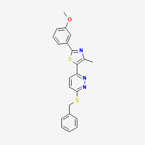 molecular formula C22H19N3OS2 B11246146 5-(6-(Benzylthio)pyridazin-3-yl)-2-(3-methoxyphenyl)-4-methylthiazole 