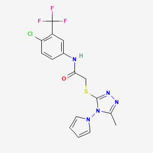 molecular formula C16H13ClF3N5OS B11246376 N-[4-chloro-3-(trifluoromethyl)phenyl]-2-{[5-methyl-4-(1H-pyrrol-1-yl)-4H-1,2,4-triazol-3-yl]sulfanyl}acetamide 
