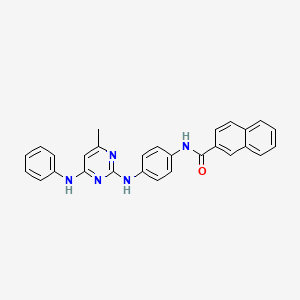 molecular formula C28H23N5O B11246462 N-(4-((4-methyl-6-(phenylamino)pyrimidin-2-yl)amino)phenyl)-2-naphthamide 