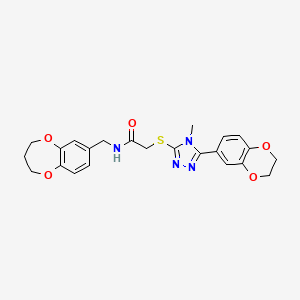 molecular formula C23H24N4O5S B11246652 N-(3,4-dihydro-2H-1,5-benzodioxepin-7-ylmethyl)-2-{[5-(2,3-dihydro-1,4-benzodioxin-6-yl)-4-methyl-4H-1,2,4-triazol-3-yl]sulfanyl}acetamide 