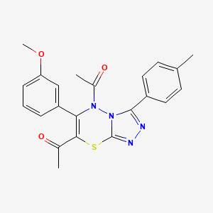 molecular formula C22H20N4O3S B11246714 1,1'-[6-(3-methoxyphenyl)-3-(4-methylphenyl)-5H-[1,2,4]triazolo[3,4-b][1,3,4]thiadiazine-5,7-diyl]diethanone 