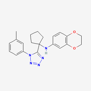 molecular formula C21H23N5O2 B11246832 N-{1-[1-(3-methylphenyl)-1H-tetrazol-5-yl]cyclopentyl}-2,3-dihydro-1,4-benzodioxin-6-amine 
