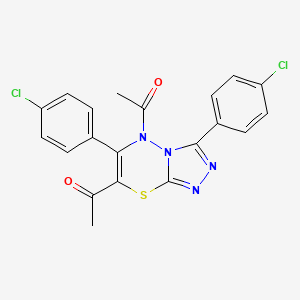 molecular formula C20H14Cl2N4O2S B11246921 1,1'-[3,6-bis(4-chlorophenyl)-5H-[1,2,4]triazolo[3,4-b][1,3,4]thiadiazine-5,7-diyl]diethanone 