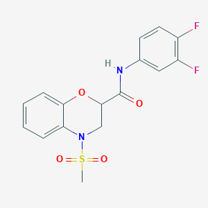 molecular formula C16H14F2N2O4S B11246986 N-(3,4-difluorophenyl)-4-(methylsulfonyl)-3,4-dihydro-2H-1,4-benzoxazine-2-carboxamide 