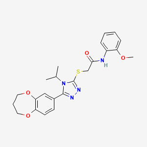 molecular formula C23H26N4O4S B11247061 2-{[5-(3,4-dihydro-2H-1,5-benzodioxepin-7-yl)-4-(propan-2-yl)-4H-1,2,4-triazol-3-yl]sulfanyl}-N-(2-methoxyphenyl)acetamide 