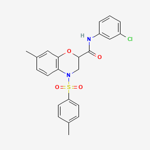 molecular formula C23H21ClN2O4S B11247135 N-(3-chlorophenyl)-7-methyl-4-[(4-methylphenyl)sulfonyl]-3,4-dihydro-2H-1,4-benzoxazine-2-carboxamide 