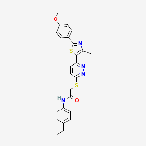 molecular formula C25H24N4O2S2 B11247195 N-(4-ethylphenyl)-2-((6-(2-(4-methoxyphenyl)-4-methylthiazol-5-yl)pyridazin-3-yl)thio)acetamide 