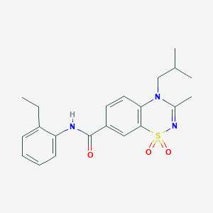 molecular formula C21H25N3O3S B11247224 N-(2-ethylphenyl)-4-isobutyl-3-methyl-4H-1,2,4-benzothiadiazine-7-carboxamide 1,1-dioxide 