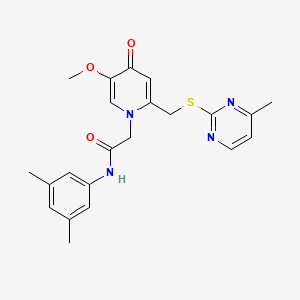 molecular formula C22H24N4O3S B11247272 N-(3,5-dimethylphenyl)-2-(5-methoxy-2-(((4-methylpyrimidin-2-yl)thio)methyl)-4-oxopyridin-1(4H)-yl)acetamide 