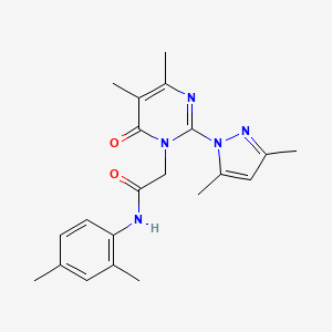 molecular formula C21H25N5O2 B11247301 2-(2-(3,5-dimethyl-1H-pyrazol-1-yl)-4,5-dimethyl-6-oxopyrimidin-1(6H)-yl)-N-(2,4-dimethylphenyl)acetamide 