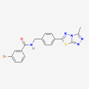 molecular formula C18H14BrN5OS B11247315 3-bromo-N-[4-(3-methyl[1,2,4]triazolo[3,4-b][1,3,4]thiadiazol-6-yl)benzyl]benzamide CAS No. 955314-81-5