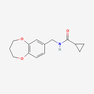 molecular formula C14H17NO3 B11247446 N-(3,4-dihydro-2H-1,5-benzodioxepin-7-ylmethyl)cyclopropanecarboxamide 