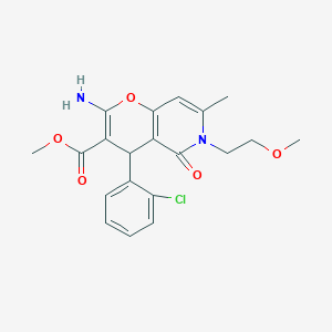 molecular formula C20H21ClN2O5 B11247477 methyl 2-amino-4-(2-chlorophenyl)-6-(2-methoxyethyl)-7-methyl-5-oxo-5,6-dihydro-4H-pyrano[3,2-c]pyridine-3-carboxylate 