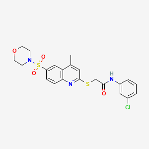 molecular formula C22H22ClN3O4S2 B11247487 N-(3-Chlorophenyl)-2-{[4-methyl-6-(morpholine-4-sulfonyl)quinolin-2-YL]sulfanyl}acetamide 