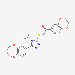 molecular formula C24H25N3O5S B11247587 2-{[5-(3,4-dihydro-2H-1,5-benzodioxepin-7-yl)-4-(propan-2-yl)-4H-1,2,4-triazol-3-yl]sulfanyl}-1-(2,3-dihydro-1,4-benzodioxin-6-yl)ethanone 