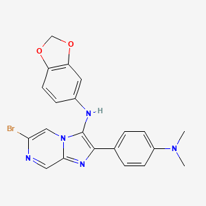 molecular formula C21H18BrN5O2 B11247699 N-(1,3-benzodioxol-5-yl)-6-bromo-2-[4-(dimethylamino)phenyl]imidazo[1,2-a]pyrazin-3-amine 