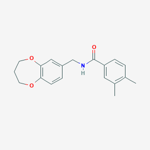 molecular formula C19H21NO3 B11247807 N-(3,4-dihydro-2H-1,5-benzodioxepin-7-ylmethyl)-3,4-dimethylbenzamide 