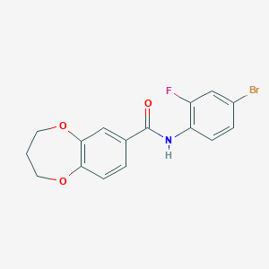 molecular formula C16H13BrFNO3 B11248095 N-(4-bromo-2-fluorophenyl)-3,4-dihydro-2H-1,5-benzodioxepine-7-carboxamide 