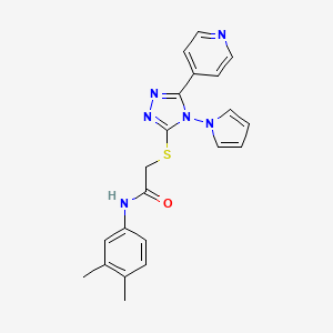 molecular formula C21H20N6OS B11248103 N-(3,4-dimethylphenyl)-2-{[5-(pyridin-4-yl)-4-(1H-pyrrol-1-yl)-4H-1,2,4-triazol-3-yl]sulfanyl}acetamide 