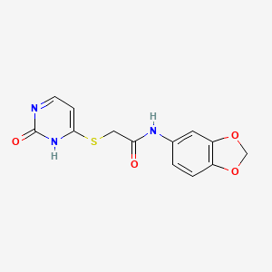 molecular formula C13H11N3O4S B11248105 N-(benzo[d][1,3]dioxol-5-yl)-2-((2-oxo-1,2-dihydropyrimidin-4-yl)thio)acetamide 