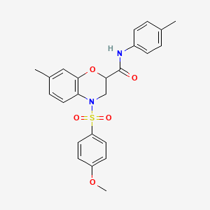 molecular formula C24H24N2O5S B11248127 4-[(4-methoxyphenyl)sulfonyl]-7-methyl-N-(4-methylphenyl)-3,4-dihydro-2H-1,4-benzoxazine-2-carboxamide 