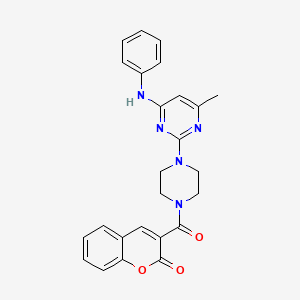 molecular formula C25H23N5O3 B11248140 3-{4-[4-Methyl-6-(phenylamino)pyrimidin-2-YL]piperazine-1-carbonyl}-2H-chromen-2-one 