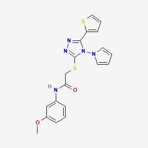 molecular formula C19H17N5O2S2 B11248145 N-(3-methoxyphenyl)-2-{[4-(1H-pyrrol-1-yl)-5-(thiophen-2-yl)-4H-1,2,4-triazol-3-yl]sulfanyl}acetamide 
