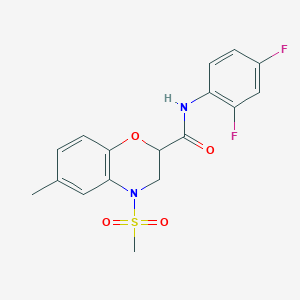 molecular formula C17H16F2N2O4S B11248170 N-(2,4-difluorophenyl)-6-methyl-4-(methylsulfonyl)-3,4-dihydro-2H-1,4-benzoxazine-2-carboxamide 