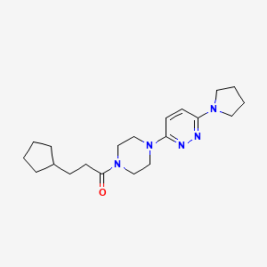 molecular formula C20H31N5O B11248184 3-Cyclopentyl-1-{4-[6-(pyrrolidin-1-YL)pyridazin-3-YL]piperazin-1-YL}propan-1-one 