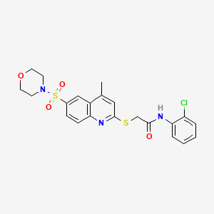 molecular formula C22H22ClN3O4S2 B11248193 N-(2-Chlorophenyl)-2-{[4-methyl-6-(morpholine-4-sulfonyl)quinolin-2-YL]sulfanyl}acetamide 