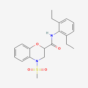 molecular formula C20H24N2O4S B11248329 N-(2,6-diethylphenyl)-4-(methylsulfonyl)-3,4-dihydro-2H-1,4-benzoxazine-2-carboxamide 