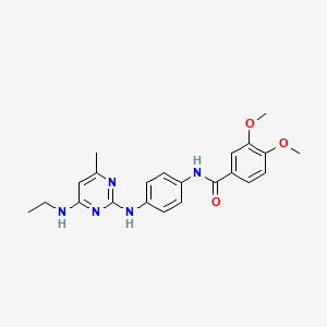 molecular formula C22H25N5O3 B11248592 N-(4-((4-(ethylamino)-6-methylpyrimidin-2-yl)amino)phenyl)-3,4-dimethoxybenzamide 