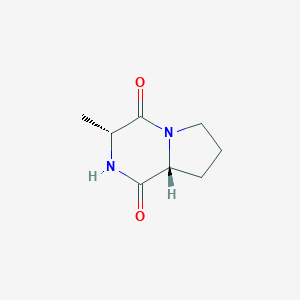 molecular formula C8H12N2O2 B011249 (3R,8aR)-3-methyl-2,3,6,7,8,8a-hexahydropyrrolo[1,2-a]pyrazine-1,4-dione CAS No. 19943-28-3
