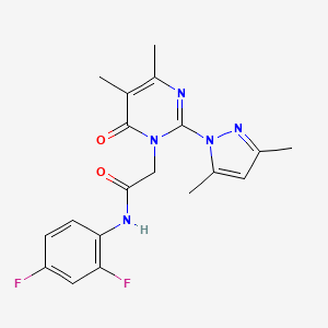 molecular formula C19H19F2N5O2 B11249056 N-(2,4-difluorophenyl)-2-(2-(3,5-dimethyl-1H-pyrazol-1-yl)-4,5-dimethyl-6-oxopyrimidin-1(6H)-yl)acetamide 