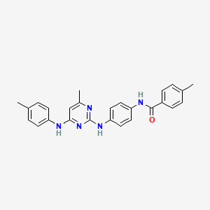 molecular formula C26H25N5O B11249196 4-methyl-N-(4-((4-methyl-6-(p-tolylamino)pyrimidin-2-yl)amino)phenyl)benzamide 