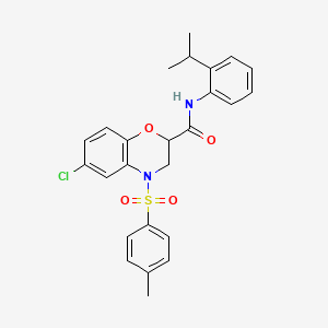 molecular formula C25H25ClN2O4S B11249249 6-chloro-4-[(4-methylphenyl)sulfonyl]-N-[2-(propan-2-yl)phenyl]-3,4-dihydro-2H-1,4-benzoxazine-2-carboxamide 