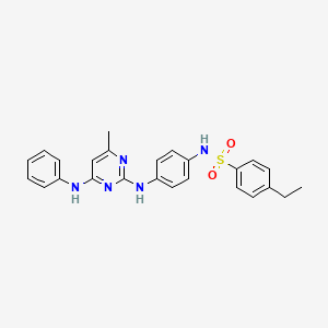 molecular formula C25H25N5O2S B11249272 4-ethyl-N-(4-((4-methyl-6-(phenylamino)pyrimidin-2-yl)amino)phenyl)benzenesulfonamide 
