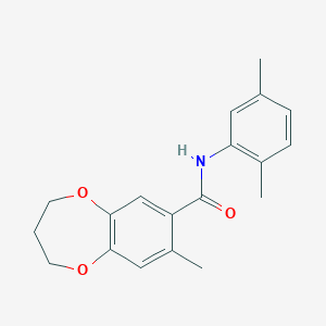 molecular formula C19H21NO3 B11249325 N-(2,5-dimethylphenyl)-8-methyl-3,4-dihydro-2H-1,5-benzodioxepine-7-carboxamide 