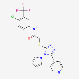 molecular formula C20H14ClF3N6OS B11249352 N-[4-chloro-3-(trifluoromethyl)phenyl]-2-{[5-(pyridin-4-yl)-4-(1H-pyrrol-1-yl)-4H-1,2,4-triazol-3-yl]sulfanyl}acetamide 