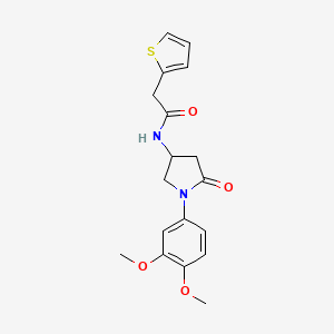 molecular formula C18H20N2O4S B11249425 N-(1-(3,4-dimethoxyphenyl)-5-oxopyrrolidin-3-yl)-2-(thiophen-2-yl)acetamide 