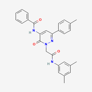 molecular formula C28H26N4O3 B11249545 N-[2-{2-[(3,5-dimethylphenyl)amino]-2-oxoethyl}-6-(4-methylphenyl)-3-oxo-2,3-dihydropyridazin-4-yl]benzamide 