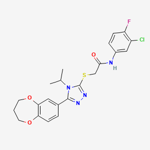 molecular formula C22H22ClFN4O3S B11249638 N-(3-chloro-4-fluorophenyl)-2-{[5-(3,4-dihydro-2H-1,5-benzodioxepin-7-yl)-4-(propan-2-yl)-4H-1,2,4-triazol-3-yl]sulfanyl}acetamide 