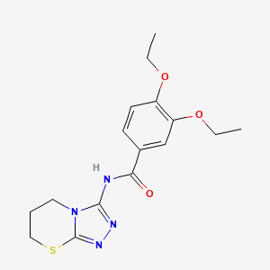 molecular formula C16H20N4O3S B11249687 3,4-Diethoxy-N-{5H,6H,7H-[1,2,4]triazolo[3,4-B][1,3]thiazin-3-YL}benzamide 